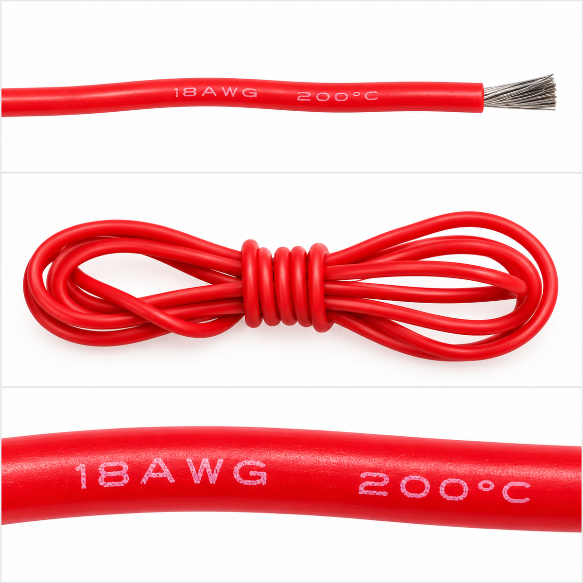 Silikonkabel 18 AWG Rot Produktdetails Collage