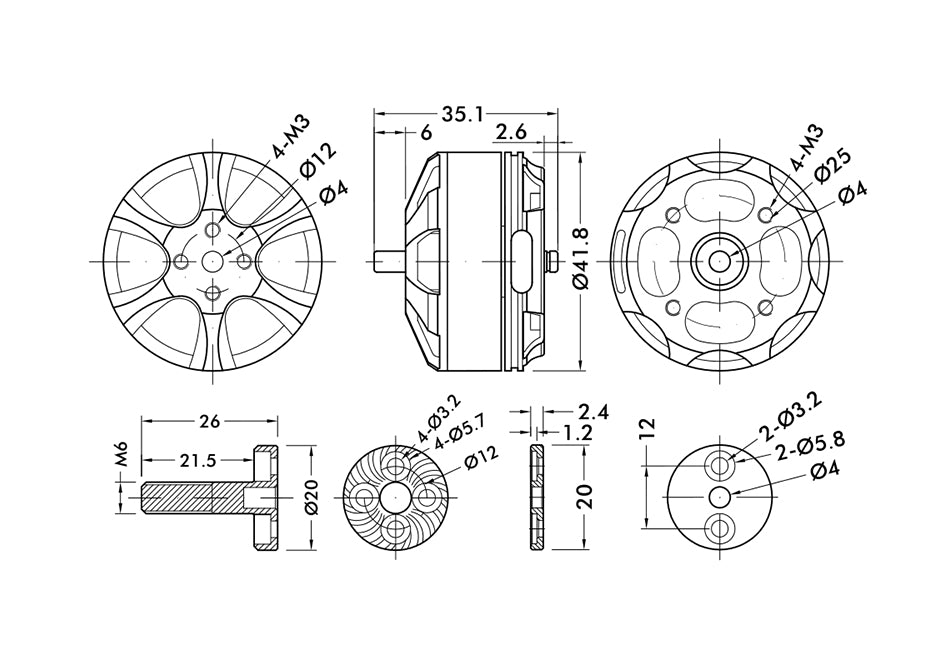 T-Motor MN3508 KV380 / KV580 / KV700 Navigator UAV Motor 6S Profi