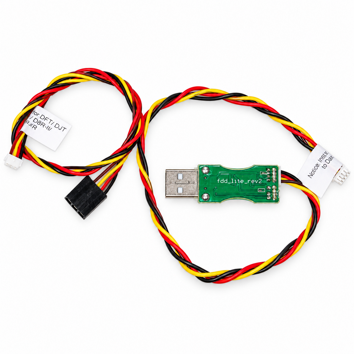 FrSky FUC-3 / FrUSB-3 USB Programmieradapter Rückseite mit Kabelsatz