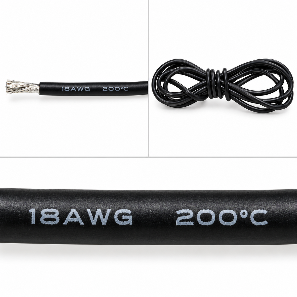 Silikonkabel 18 AWG Schwarz Produktdetails Collage