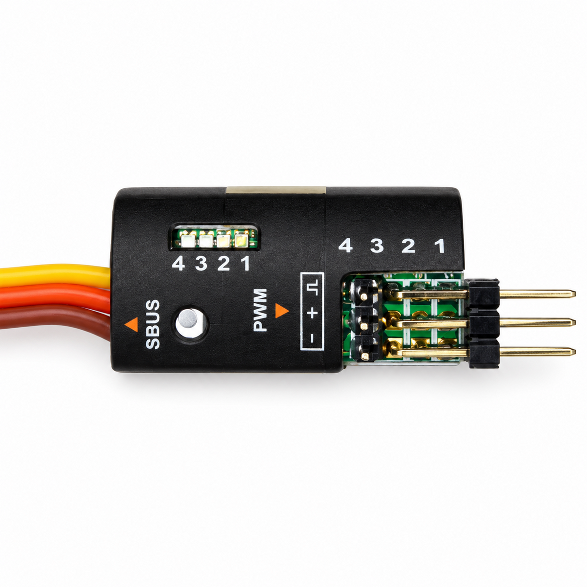 FrSky CPPM/SBUS Decoder Detailansicht mit 4 PWM-Ausgängen