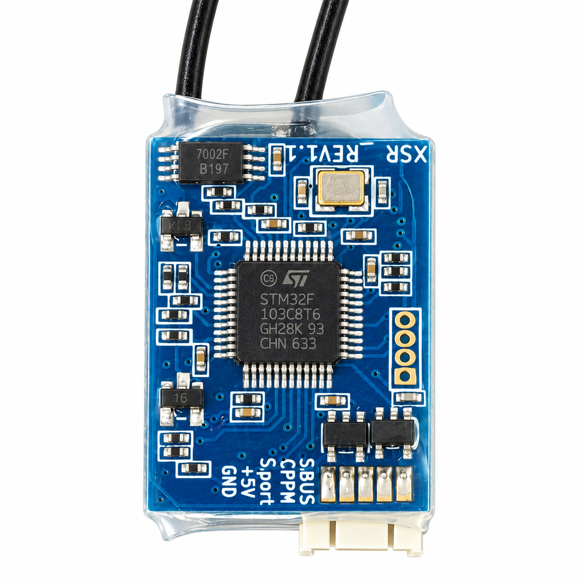 FrSky XSR EU LBT Empfänger – Rückseite XSR REV1.1 mit S.BUS CPPM S.Port