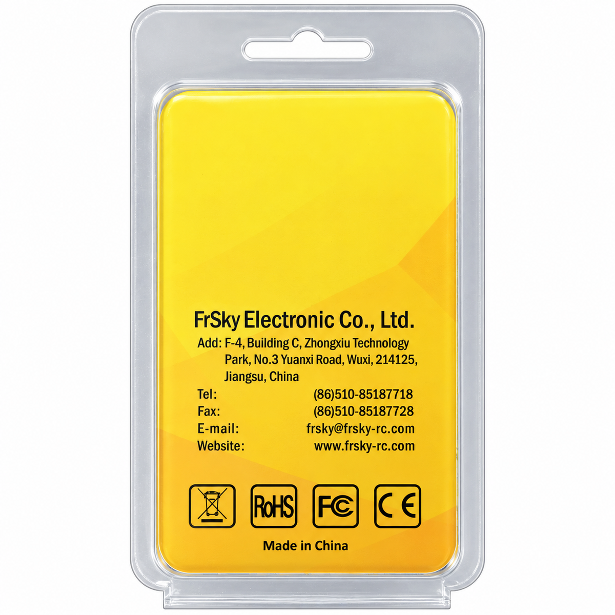 FrSky XSR EU LBT Originalverpackung – Rückseite mit Herstellerangaben