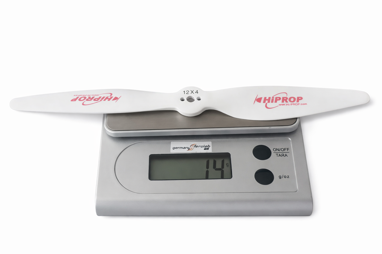 HiPROP Holz Propeller 12x4.0 | 1 Paar CW/CCW | Weiß