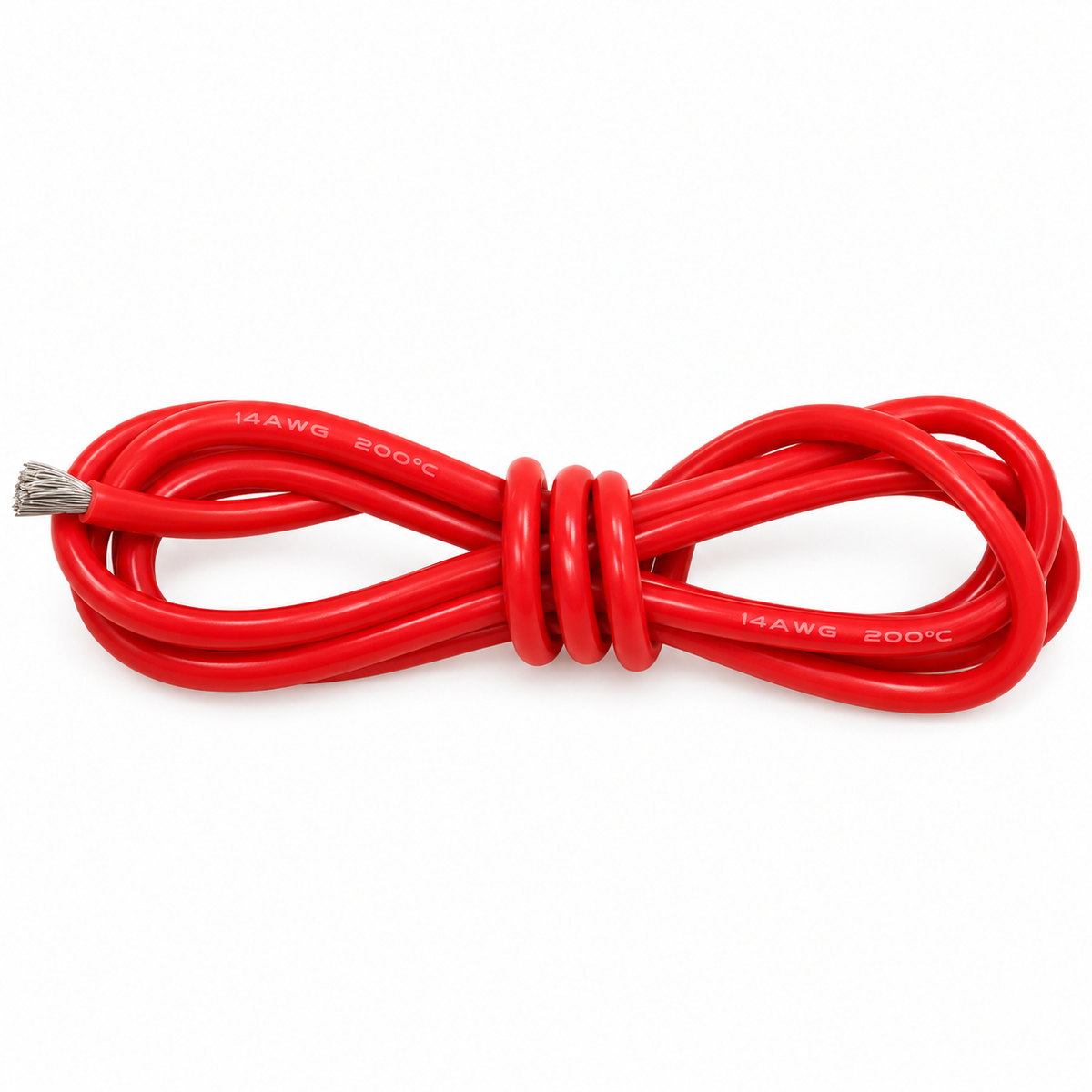 Silikonkabel 14 AWG 1m Rot auf weißem Hintergrund