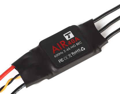 T-Motor AIR 40A 2-6S ESC – Schrägansicht mit Anschlusskabeln