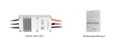 T-Motor ALPHA 120A 12S FOC ESC – Lieferumfang mit ESC und Bedienungsanleitung