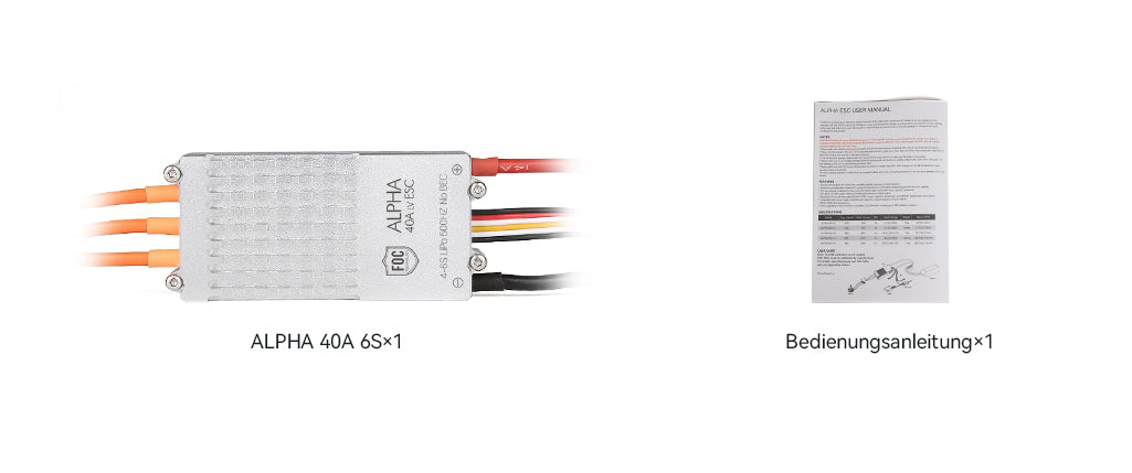 T-Motor ALPHA 40A 6S FOC UAV ESC – Lieferumfang mit Bedienungsanleitung