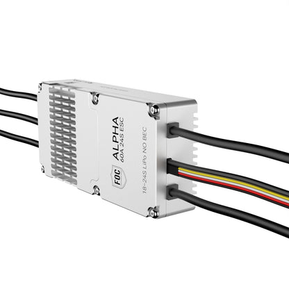 T-Motor ALPHA 60A 24S FOC ESC – Schrägansicht und Anschlussseite