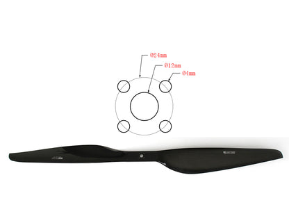T-Motor G40x13.1 Carbon Propeller – technische Zeichnung Ø12 mm, Ø24 mm, 4 x Ø4 mm