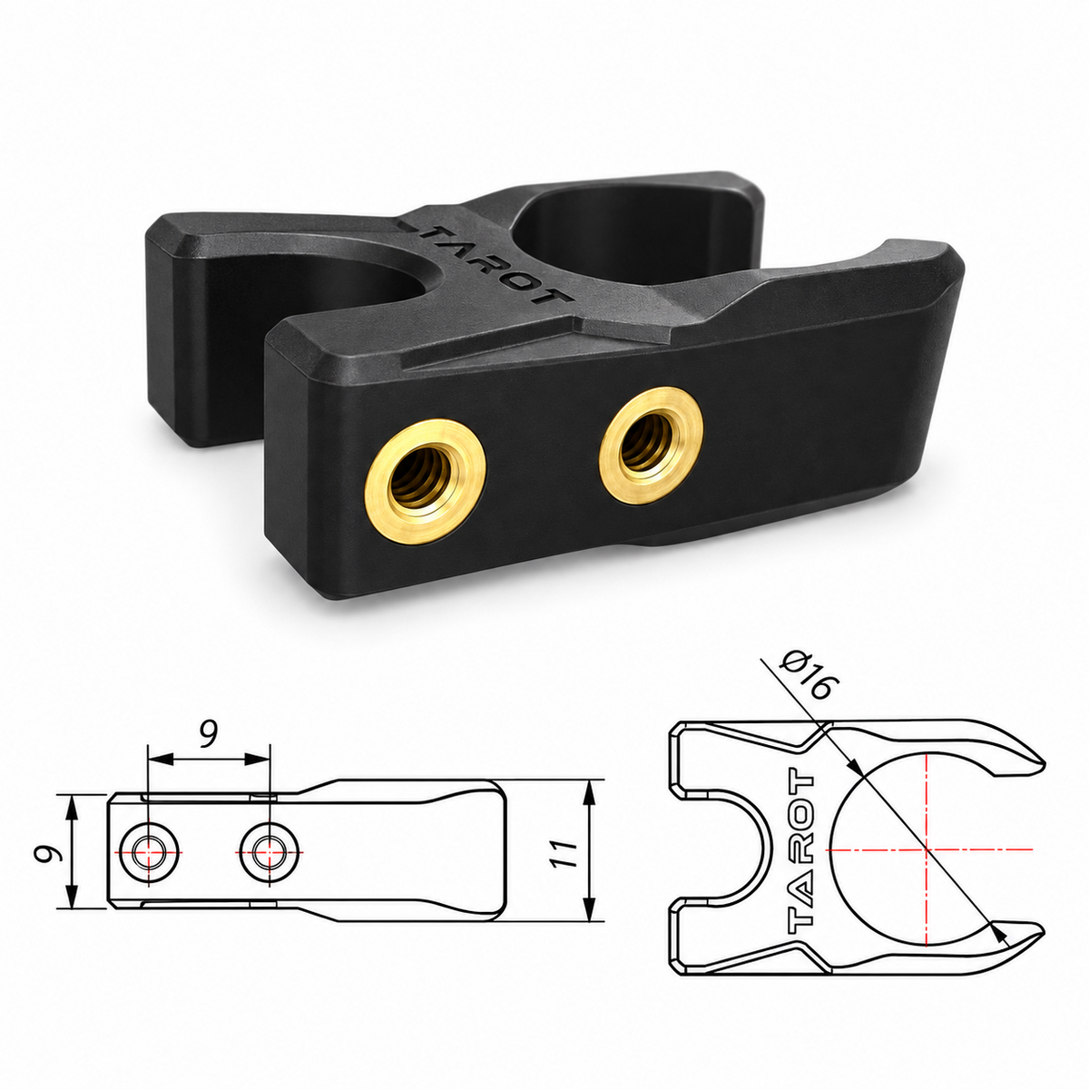 TAROT TL68B20 16 mm Motorhalter Klemme technische Maße