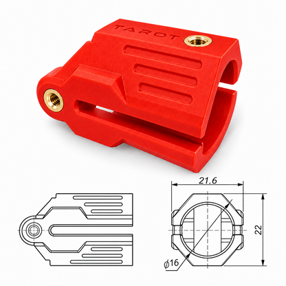 TAROT TL68B28 16-mm-Klapphalter Rot mit technischer Zeichnung