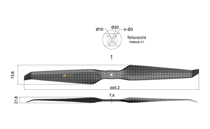 T-Motor HEP-L 26x8.8 Carbon Propeller – technische Zeichnung und Abmessungen