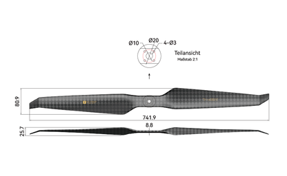 T-Motor HEP-L 29x11 Carbon Propeller – technische Zeichnung und Abmessungen