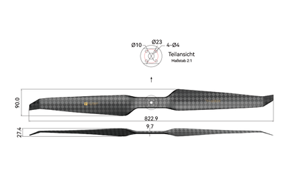 T-Motor HEP-L 32x11 Carbon Propeller – technische Zeichnung und Abmessungen