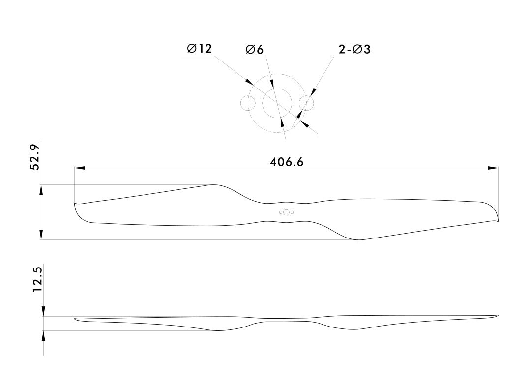 T-Motor NS16x5.4 Carbon Propeller – technische Zeichnung und Abmessungen