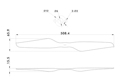 T-Motor NS20x6.2 Carbon Propeller – technische Zeichnung und Abmessungen