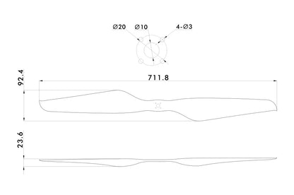 T-Motor NS28x9.2 Carbon Propeller – technische Zeichnung und Abmessungen